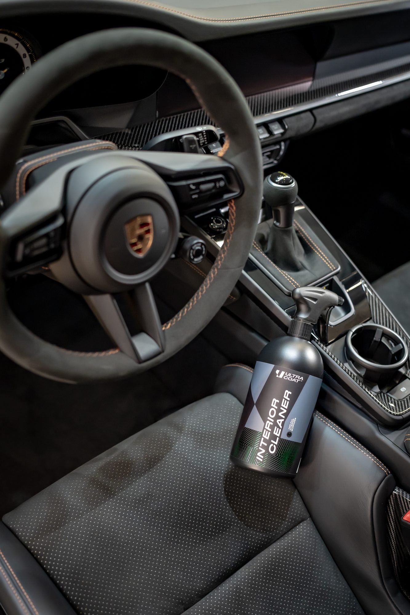 Ultracoat Interior Cleaner inside a Porsche cabin